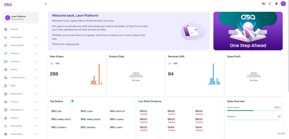 Osa Collaborative Visibility Platform Home Page