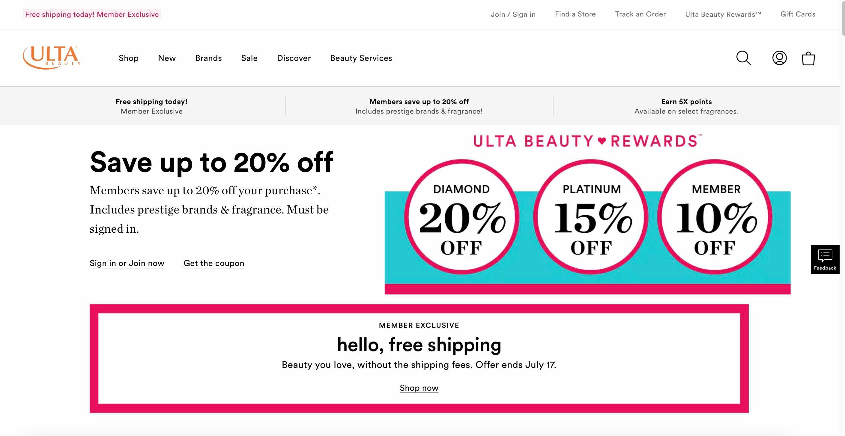 Ulta.com Homepage