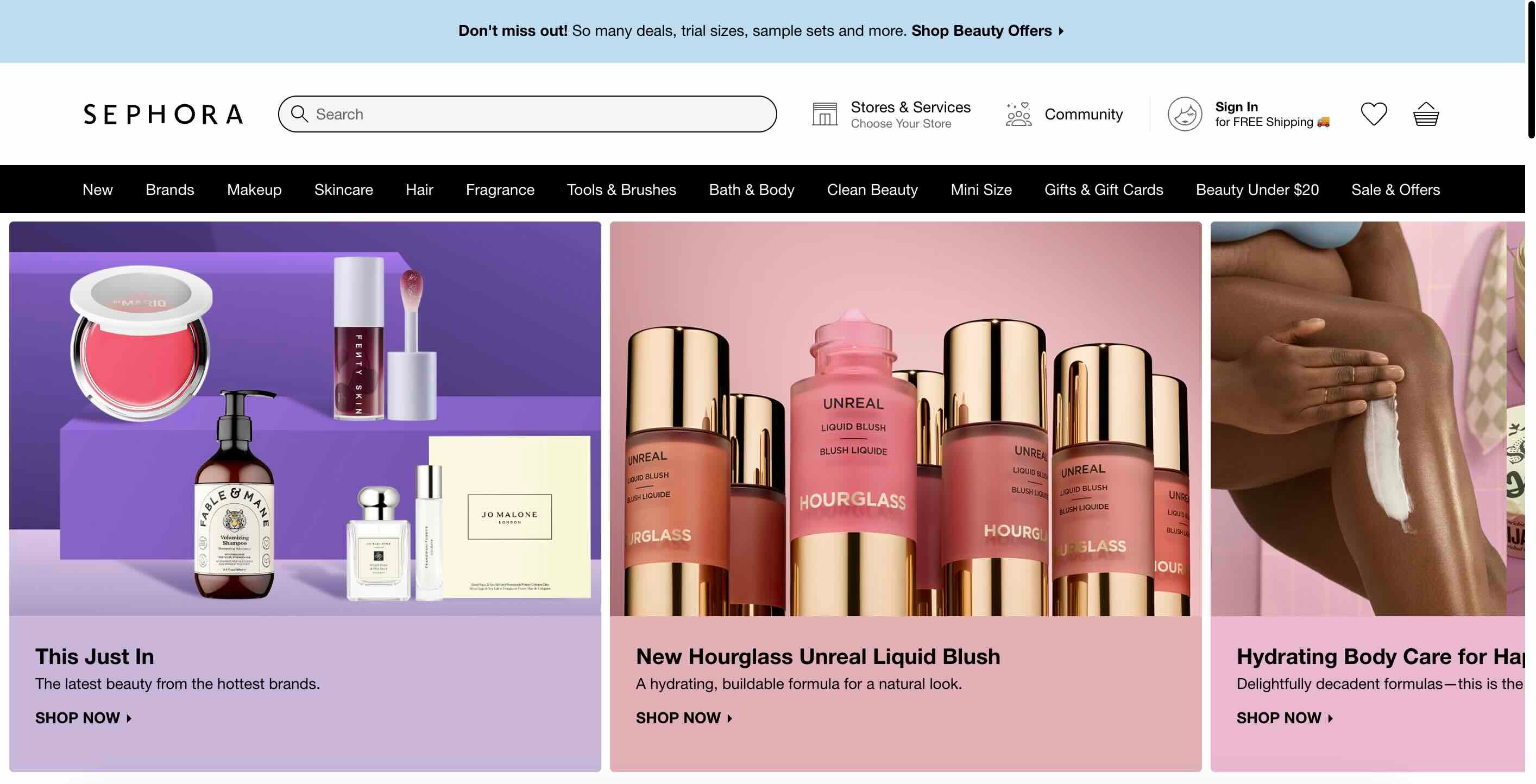 Sephora.com homepage